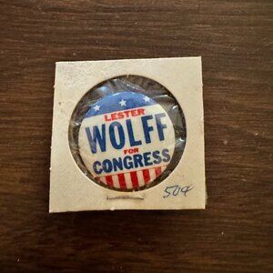 Vintage Lester Wolff For Congress Political Pin